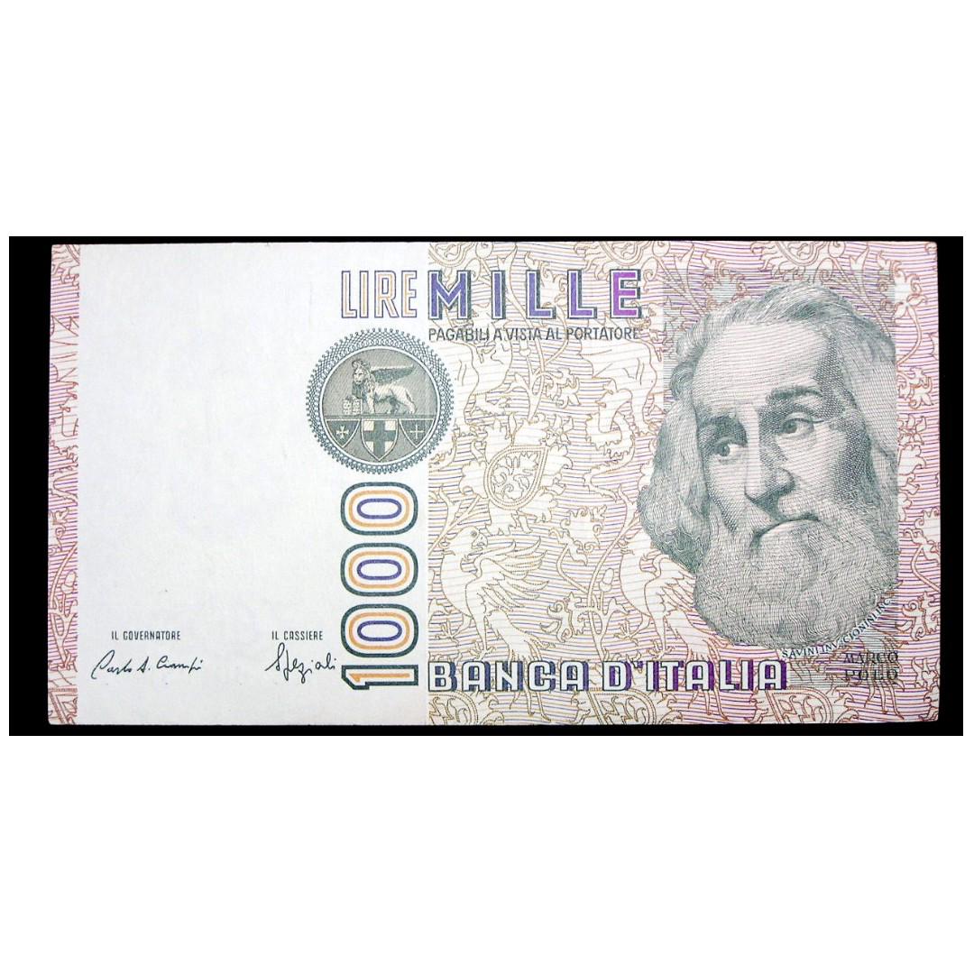 t-1982年意大利銀行(Bank of Italy)名探險家馬可孛羅像(Marco Polo)威尼斯建築1000里拉(Lira)鈔票, 興趣及遊戲,  收藏品及紀念品, 古董收藏- Carousell