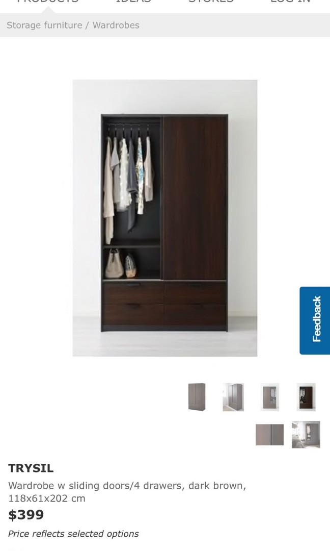 Trysil Ikea Wardrobe Furniture Shelves Drawers On Carousell