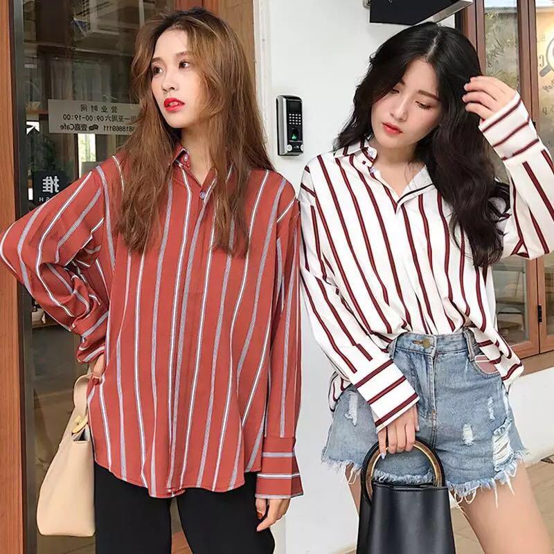 Korean striped shirt outfit best sale