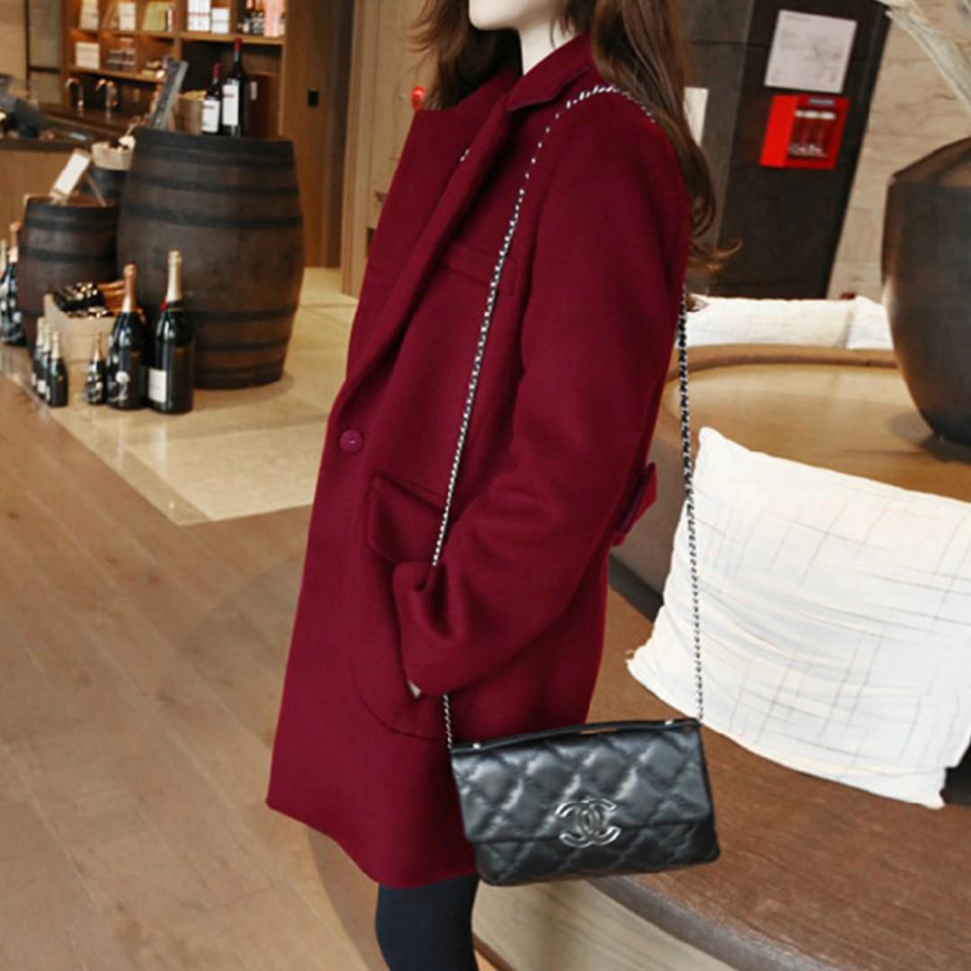 Women Solid Color Long Winter Coat Classy Chic Fashion Plus Size Ladies Coat Grey Wine Red