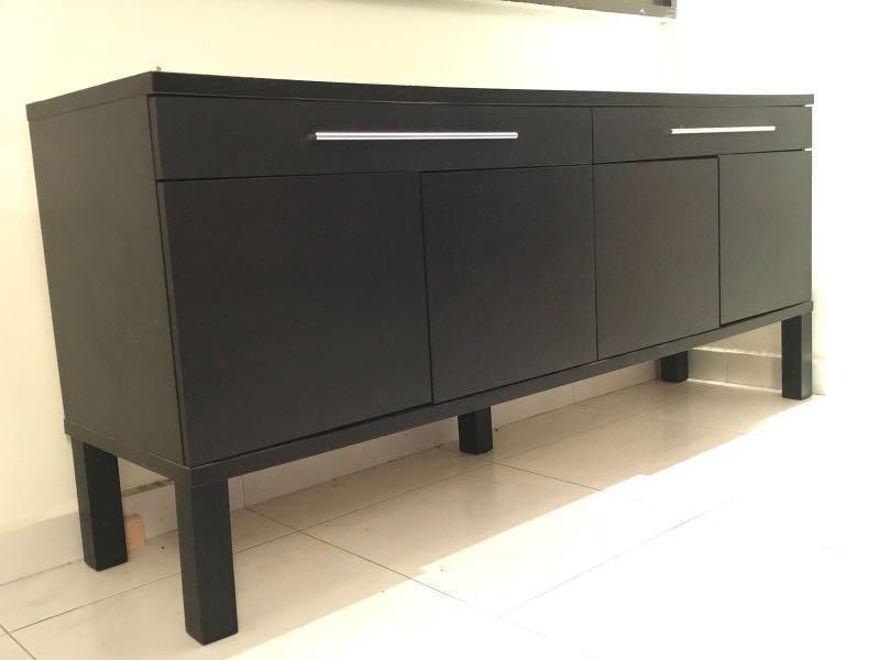 Wooden Storage Cabinet Glass Coffee Table Foc Furniture Others On Carousell