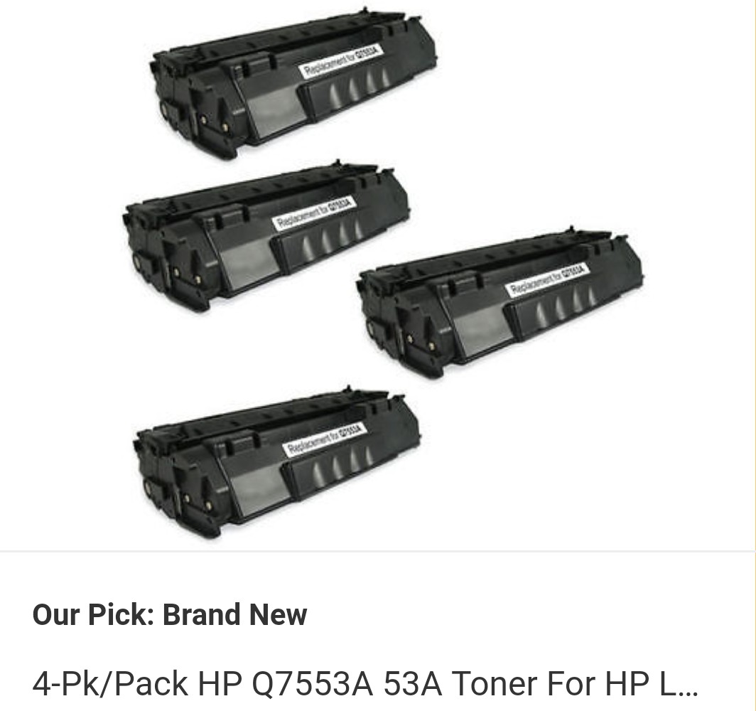 2-Pk//Pack HP Q7553A 53A Toner For HP LASERJET P2015 M2727 MFP M2727nf MFP P2015d
