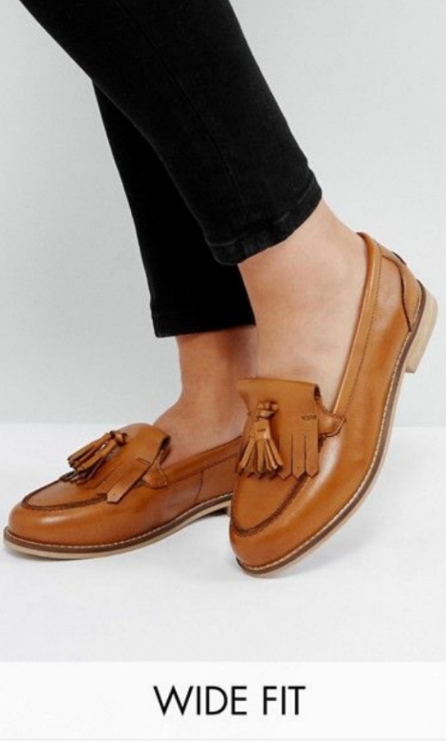 wide fit leather loafers