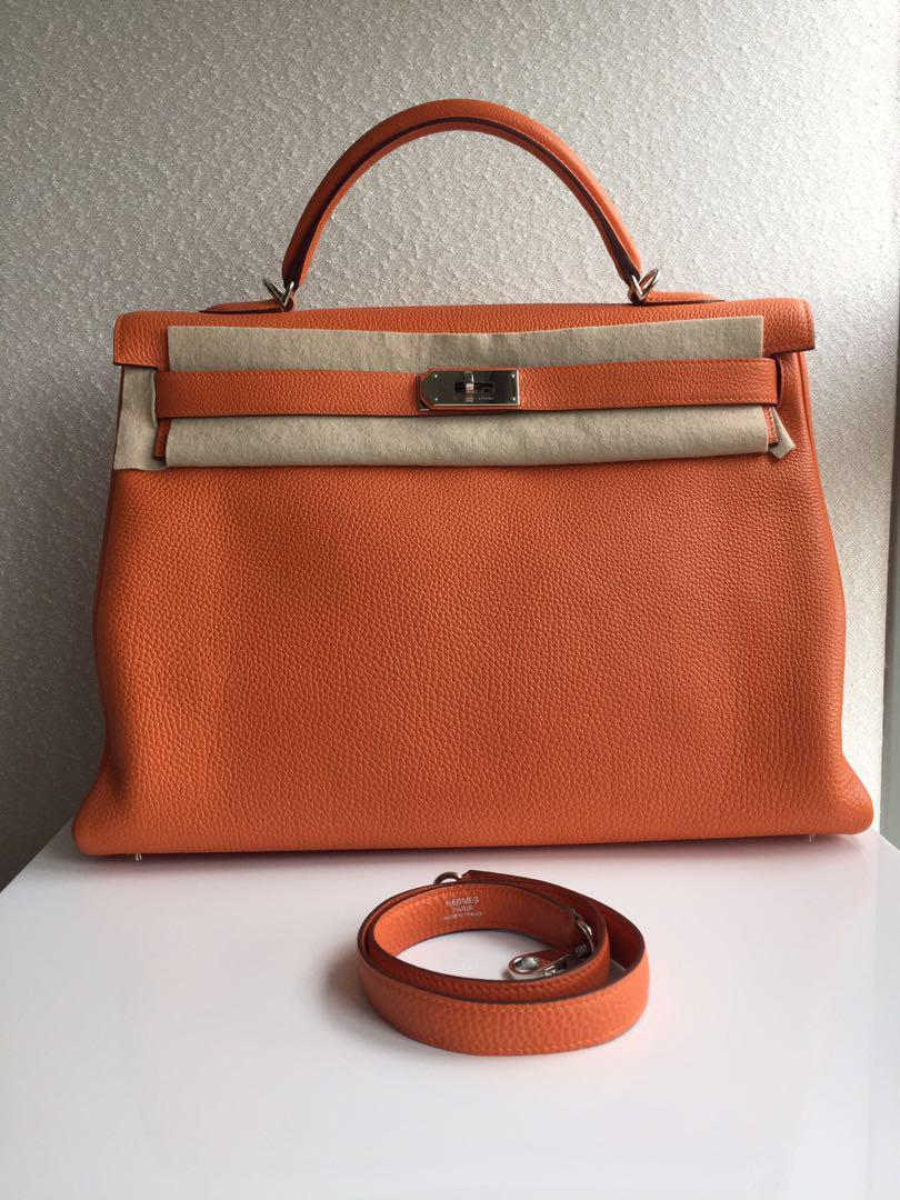 Hermes Kelly 40 Retourne Courchevel Gold Brown GHW