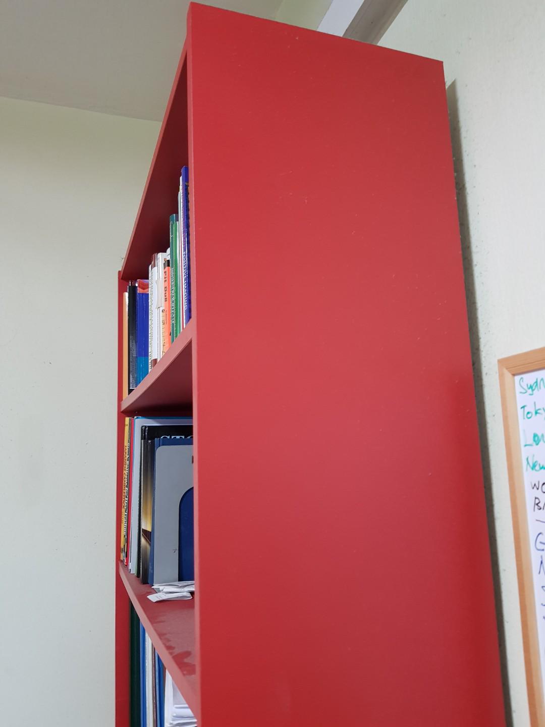 Billy Bookshelf Red Ikea Furniture Shelves Drawers On Carousell