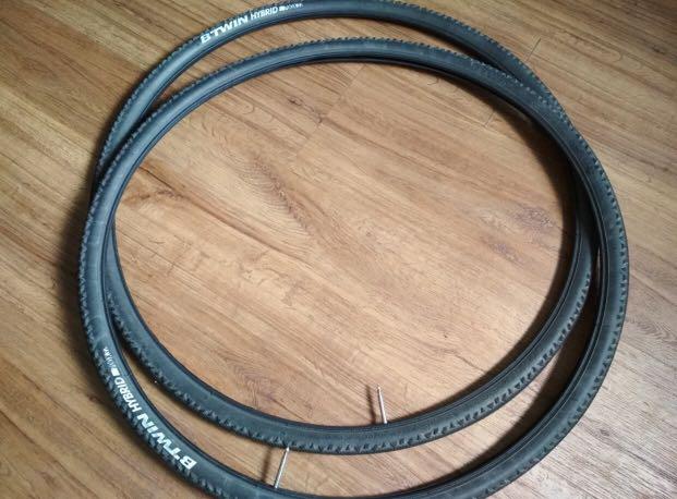 btwin-sport-700c-x-32c-hybrid-gravel-tyres-15-for-a-pair-sports