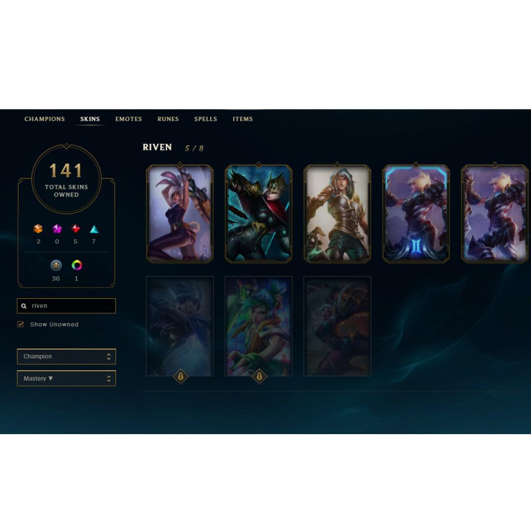 Cs Riven League Of Legends Account For Sale Toys Games Video Gaming Video Games On Carousell