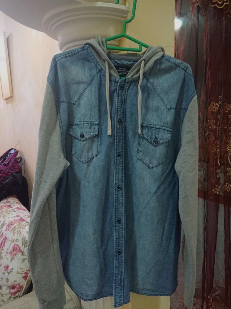 denim shirt with hoodie