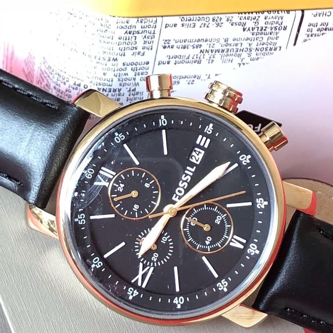 FOSSIL BQ2187 LEATHER BLACK GOLD 4cm