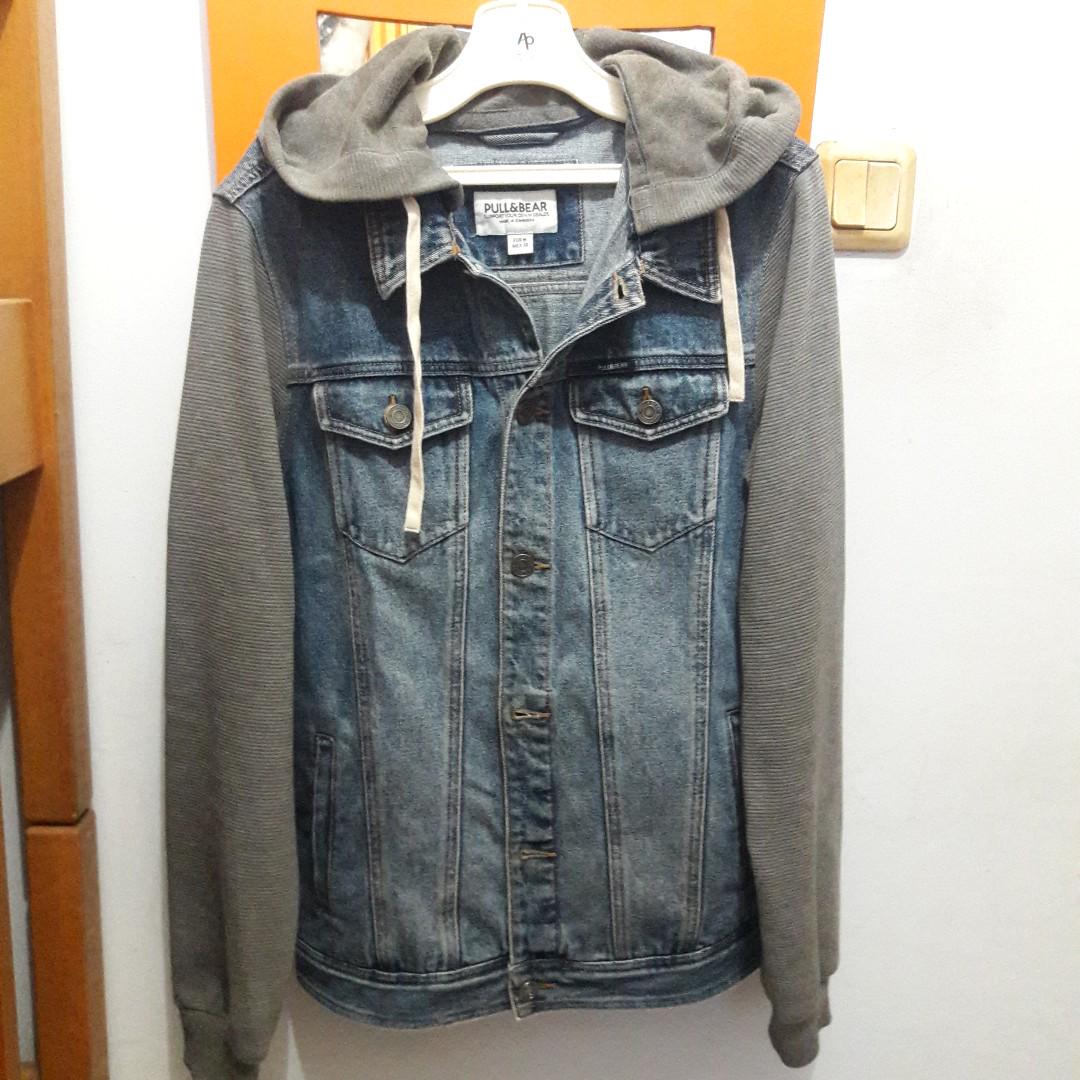 Jaket jeans pria pull and bear hot sale