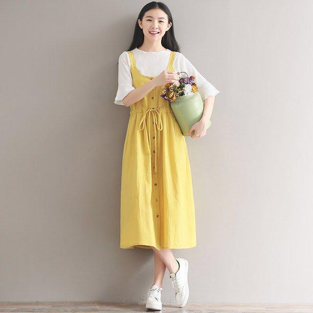 korean yellow dress