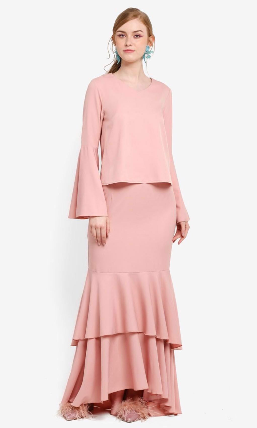 LUBNA flared sleeves top \u0026 skirt (Baju 