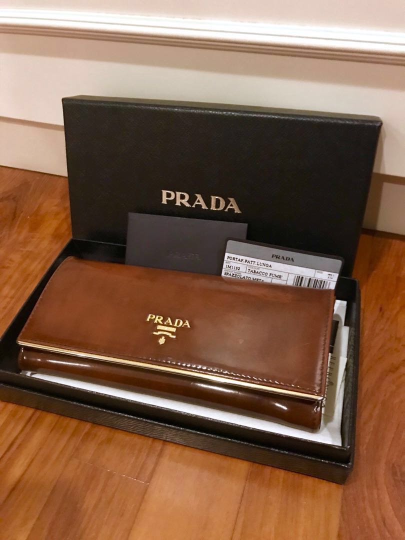 brown prada wallet