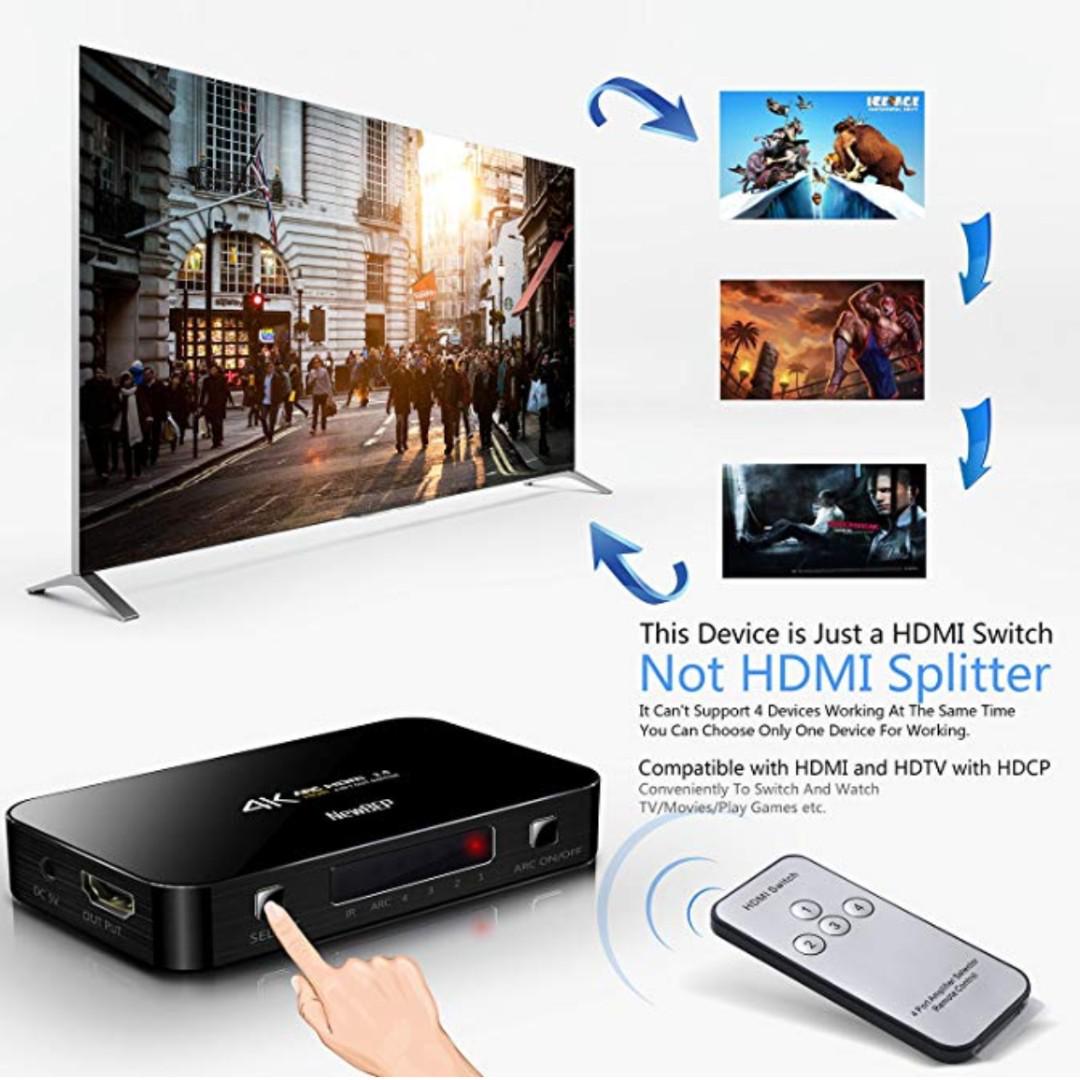 NewBEP 4 X 1 HDMI Switch with ARC 4K Ultra HD 4 Port 4K x 2K Audio