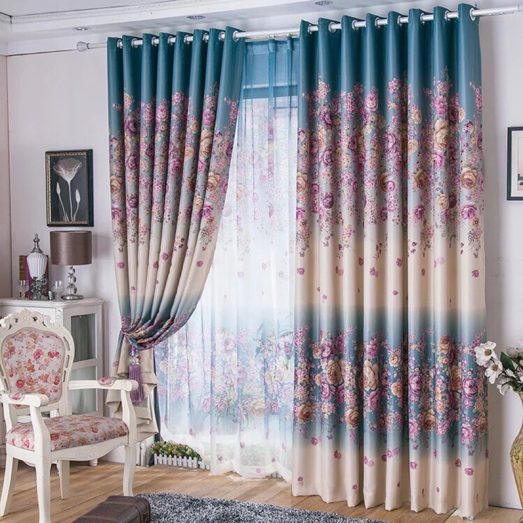 Rustic Flower Blackout Curtains For Living Room Fabric Curtain For