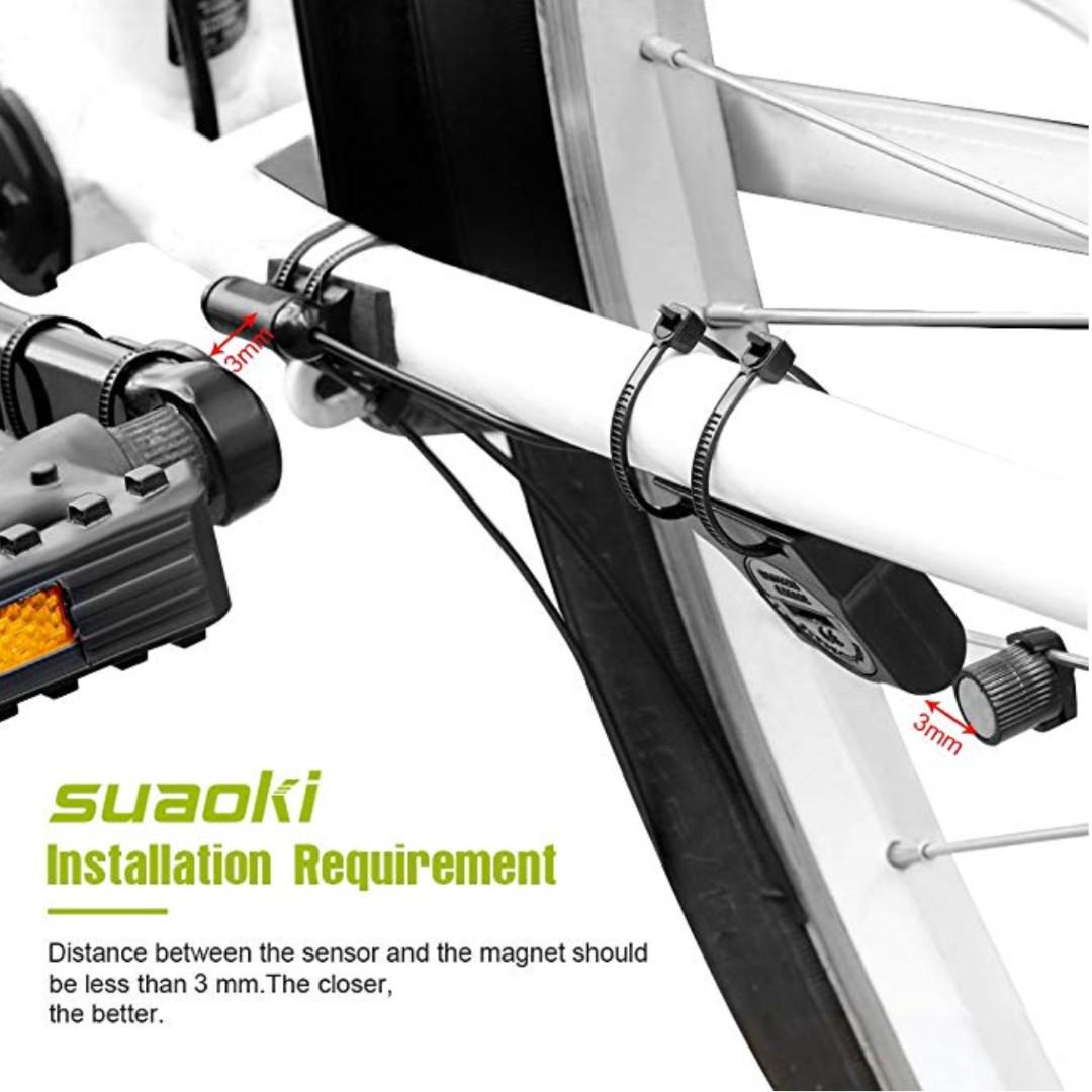 SUAOKI Wireless 2.4GHz Transmission Bike Cycling Computer with Cadence Sensor Bicycle Speedometer Odometer Track Calories User A B Backlight Water Resistant etc 22 Function Sports Equipment Bicycles P...