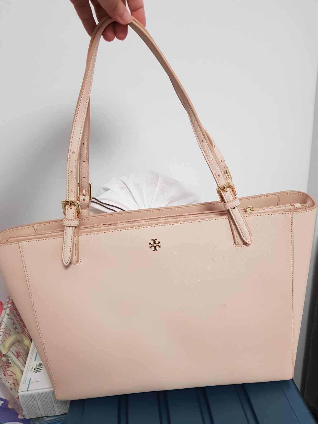 Tory Burch Small York Saffiano Leather Buckle Tote, $245