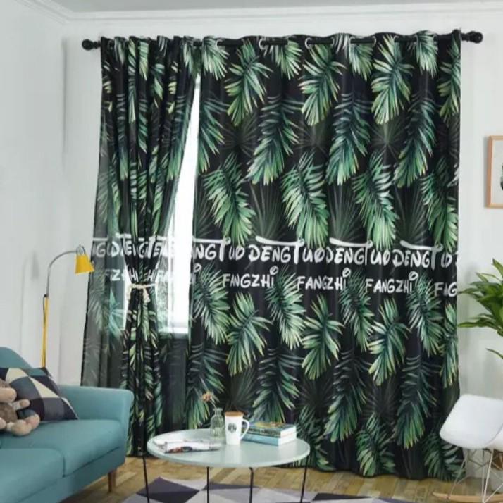 Tropical Print Blackout Curtains For Living Room Bedroom Tulle