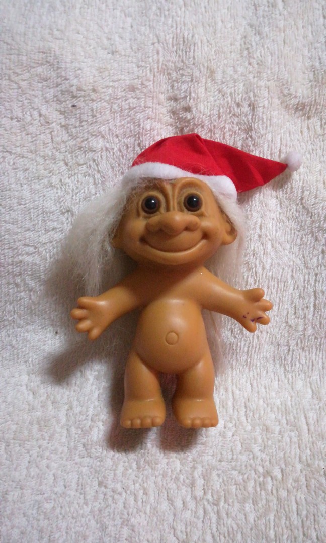Vintage Russ Troll With Christmas Hat White Hair Troll Doll 5