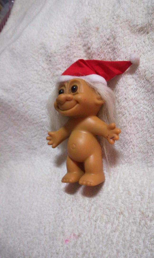Vintage Russ Troll With Christmas Hat White Hair Troll Doll 5