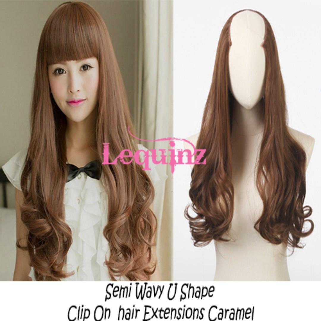 Best Selling U Shape Semi Wavy Hair Extensions 60cm Caramel 12