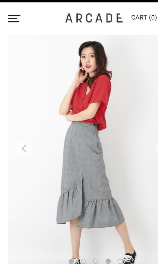 Checkered frill hem skirt shop