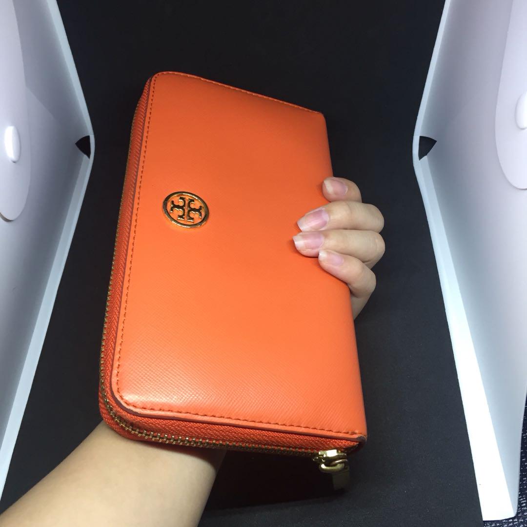 Tory burch orange wallet on sale