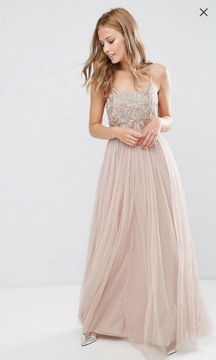 Maya cami strap maxi dress with tulle skirt and cheap embellishment
