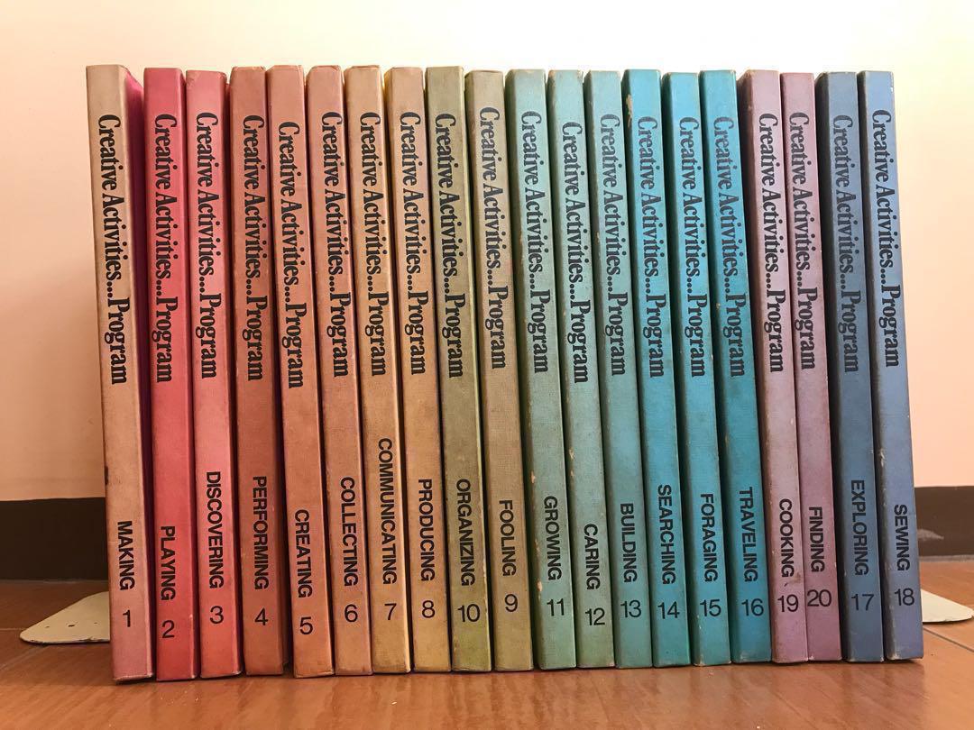 Creative Activities... Program (Category: Children's Books) located in Samal. Submitted by maximize.that.stuff (Listing ID 168246288, Image 1). Description: Creative Activities... Program Vol 1-20 - Full 20 volume set - Hardcover with no dust jacket (as issued) - Boards with shelf wear, bumped at corners and spine ends with minor fraying to few volumes - Bindings with no separations - Set in good reading condition - 24 lbs Publisher: Children’s P