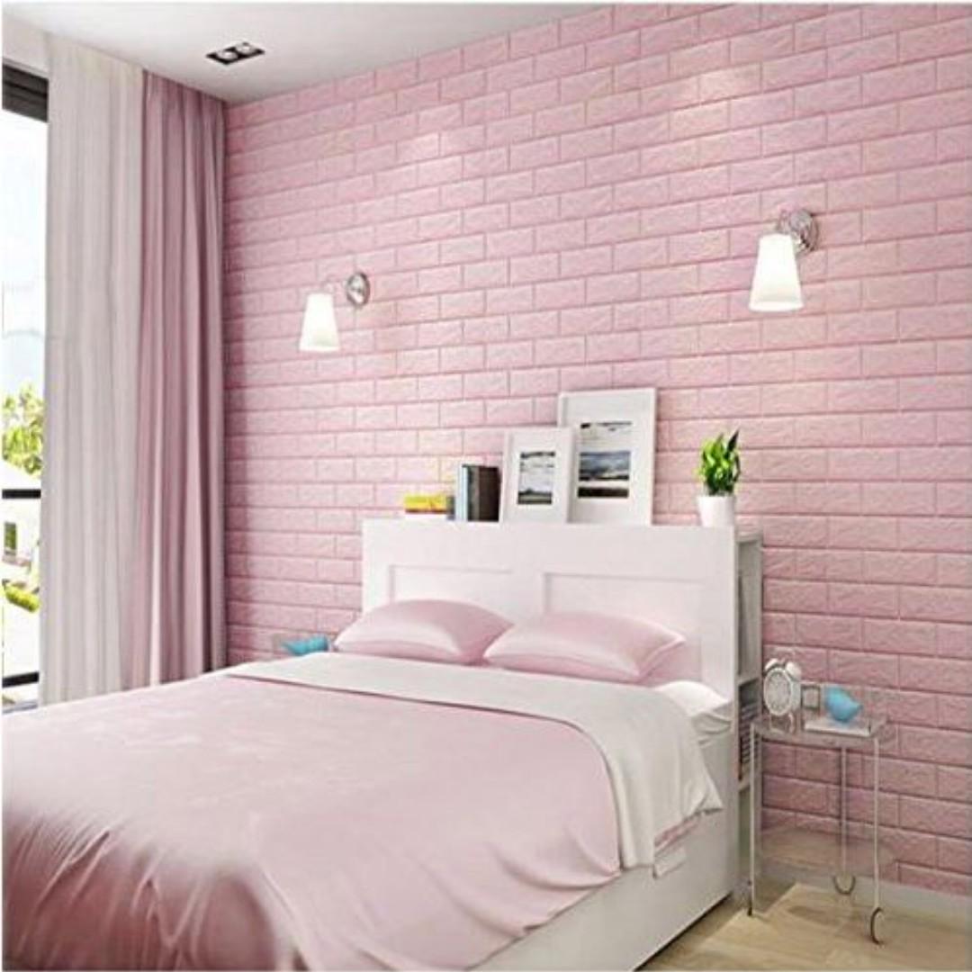 Foam Brick Baby Pink Peel Stick 3d Cushioni Wall Panels Home Furniture Furniture Fixtures Others On Carousell