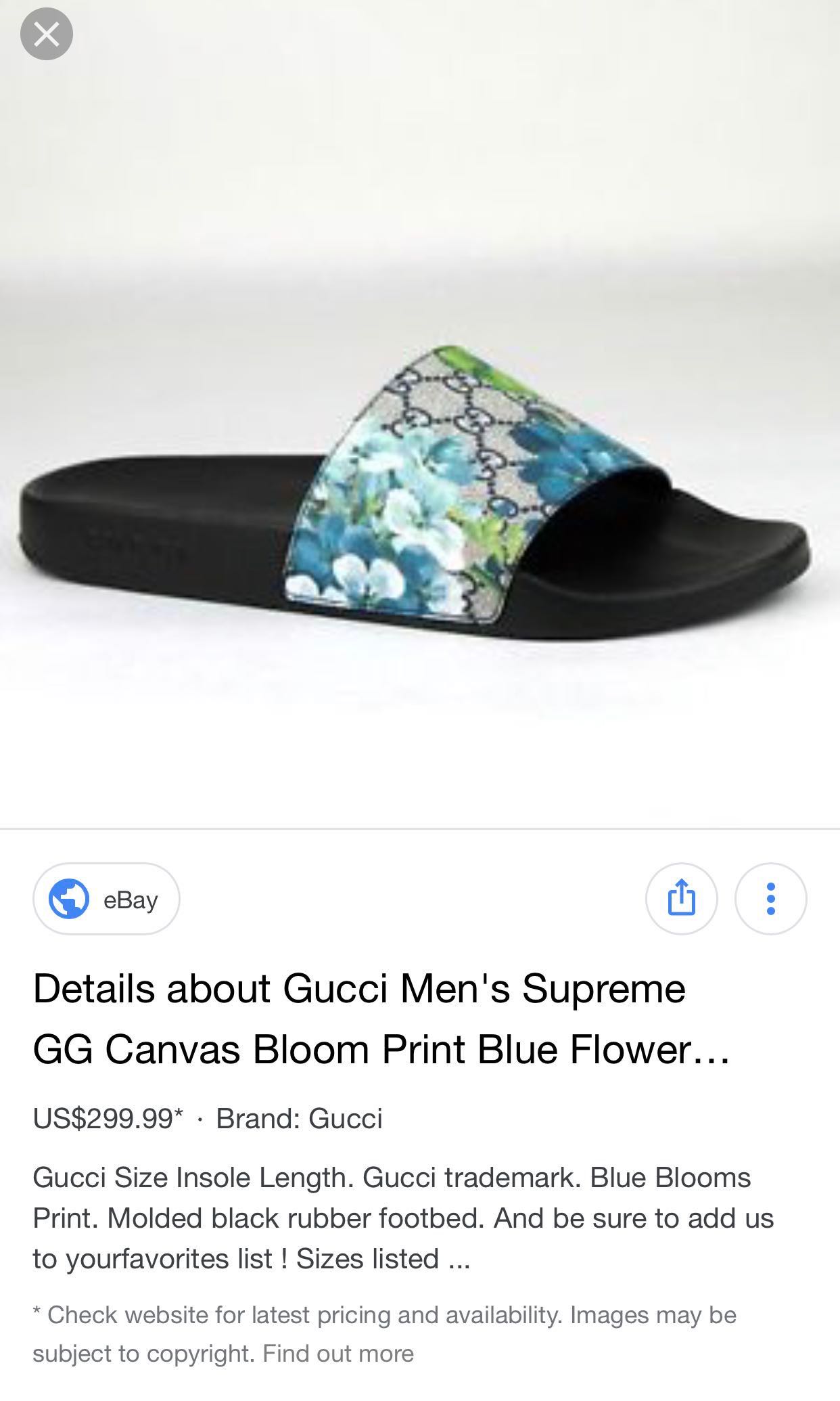 gucci slides blue flowers