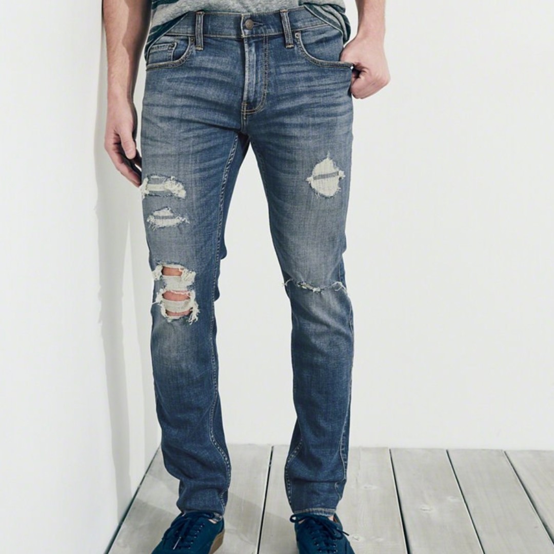 hollister ripped jeans mens