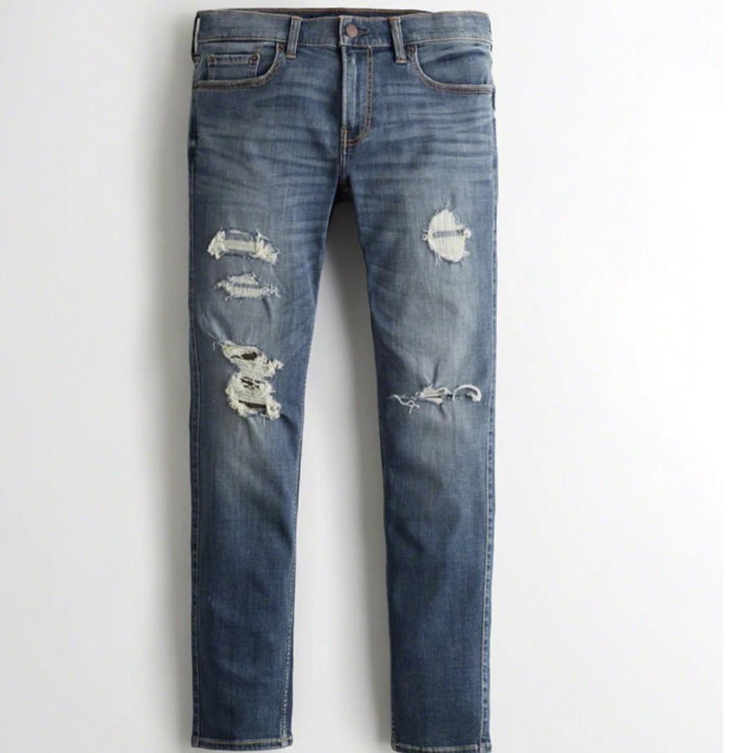 Hollister Stretch Super Skinny Ripped Jeans Men s Fashion Bottoms Jeans on Carousell
