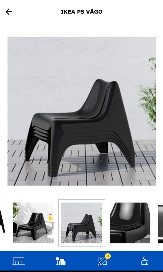 IKEA Outdoor Chair (Black), Furniture & Home Living, Furniture, Chairs