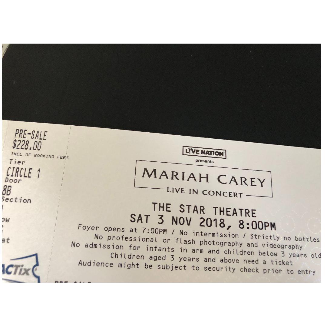 Mariah Carey Concert A Pair of Cat 3 ticket side by side, Tickets