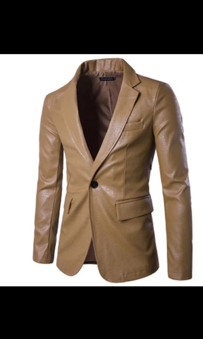 Blazer type leather discount jacket