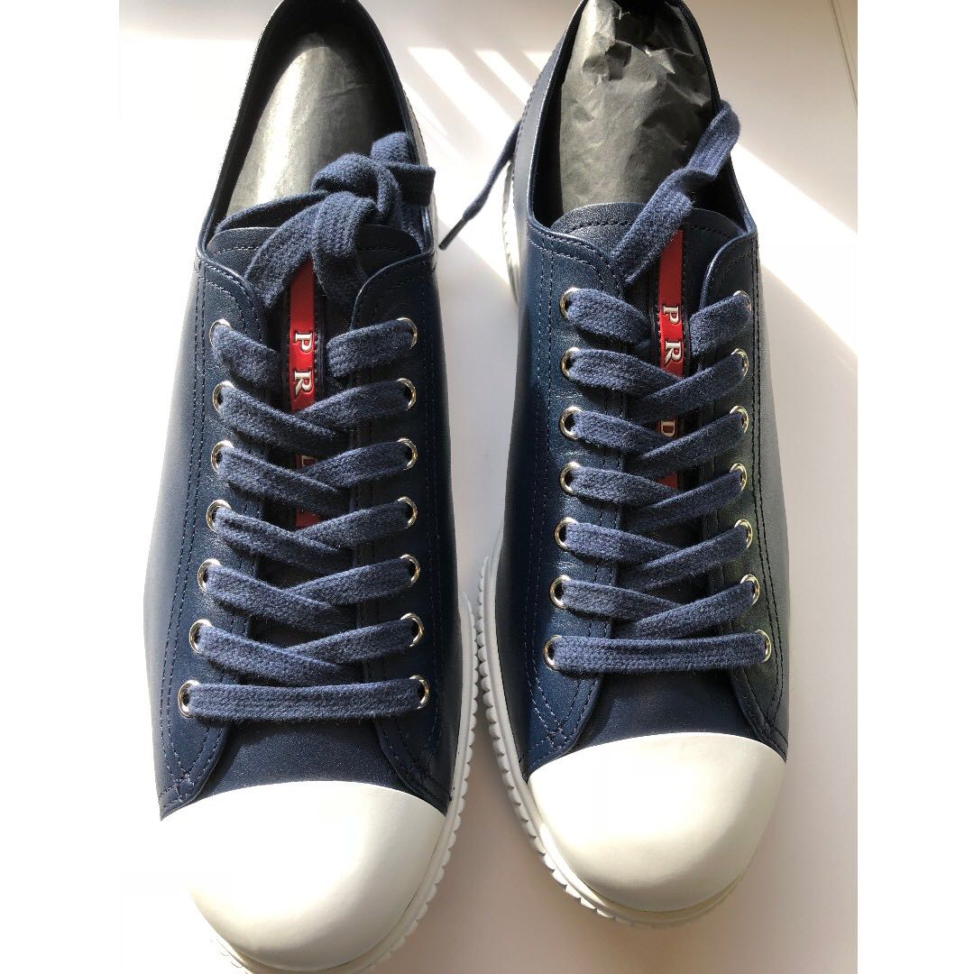 New Prada Sneakers - Navy Blue Leather 