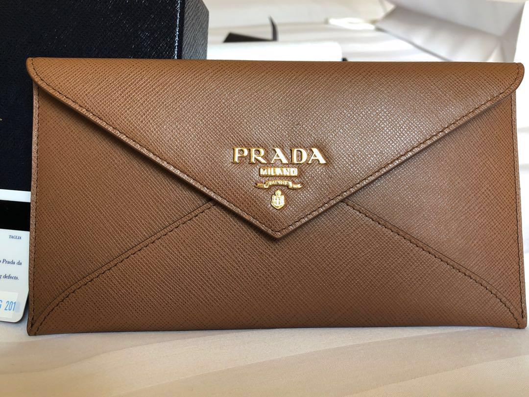 Prada Saffiano Envelope Wallet, Luxury, Bags & Wallets on Carousell