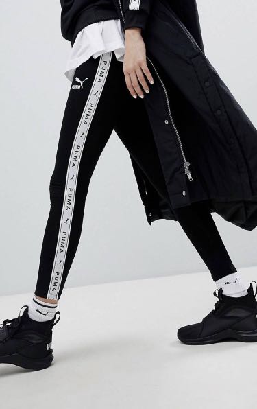 puma taped side stripe track pants