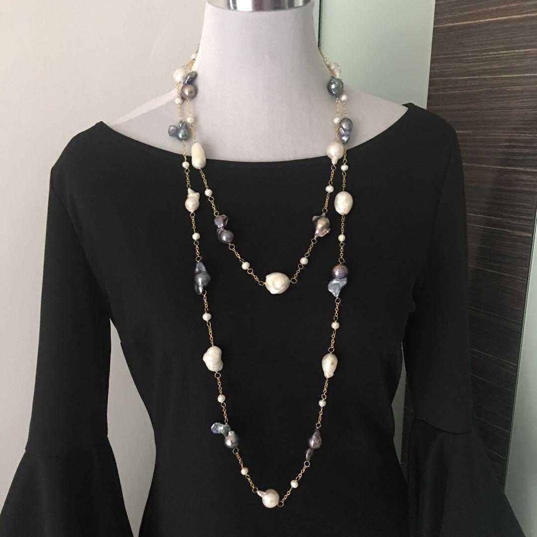 Long baroque pearl best sale necklace