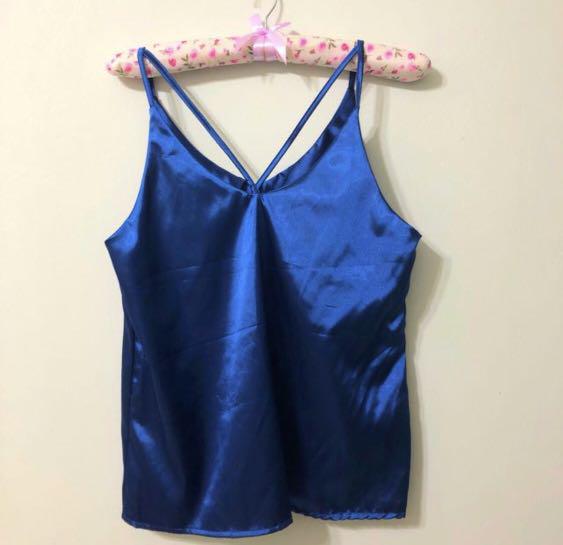 satin royal blue shirt