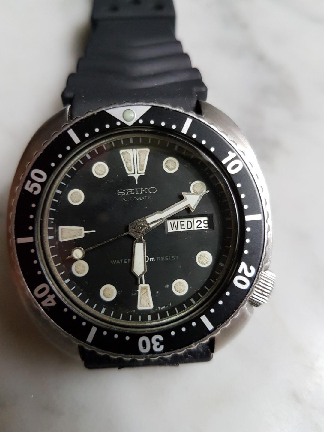 Vintage 80's Seiko 6309-7040 Cushion SS Men Auto Day/Date Turtle Diver.,  Luxury, Watches on Carousell