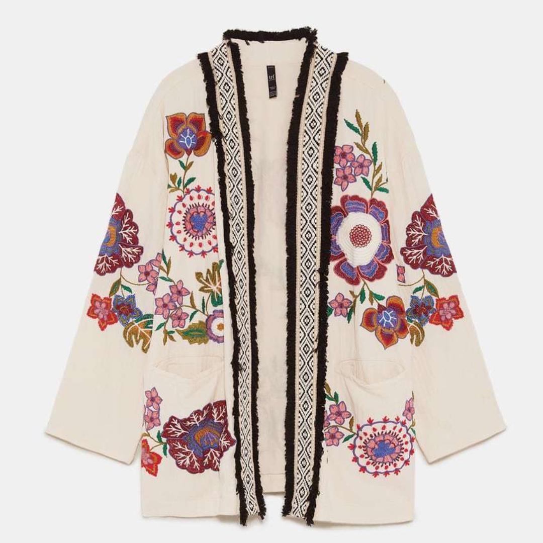 zara embroidered kimono
