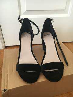 Black velvet heeled sandals
