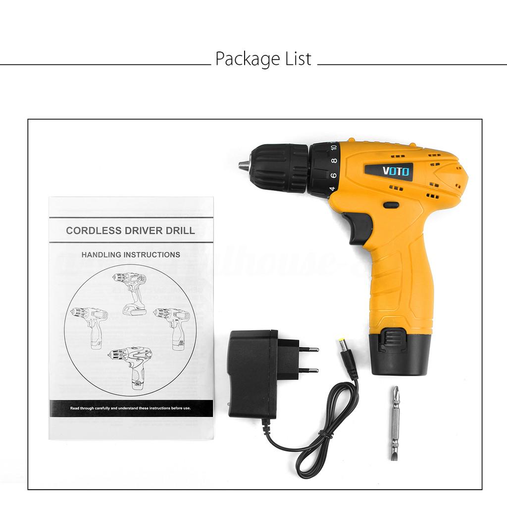 12v Cordless Drill Driver Portable Electric Screwdriver Tool Li