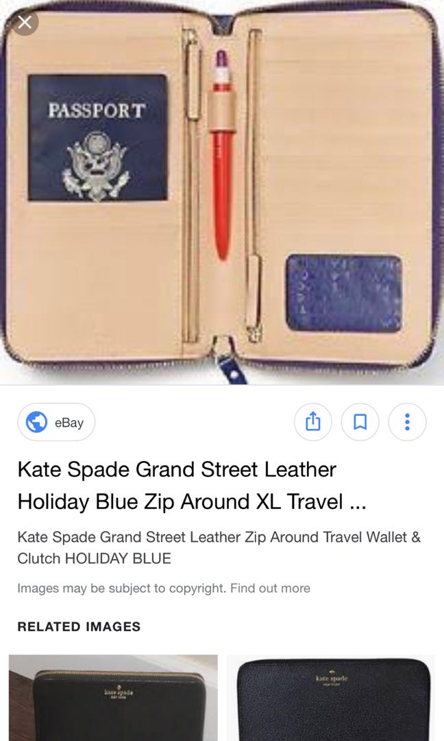 Kate spade grand street leather hotsell zip around travel wallet clutch