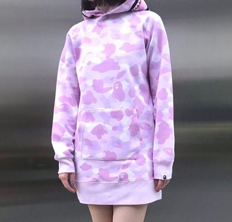 Bape ladies pastel camo shark hoodie one piece