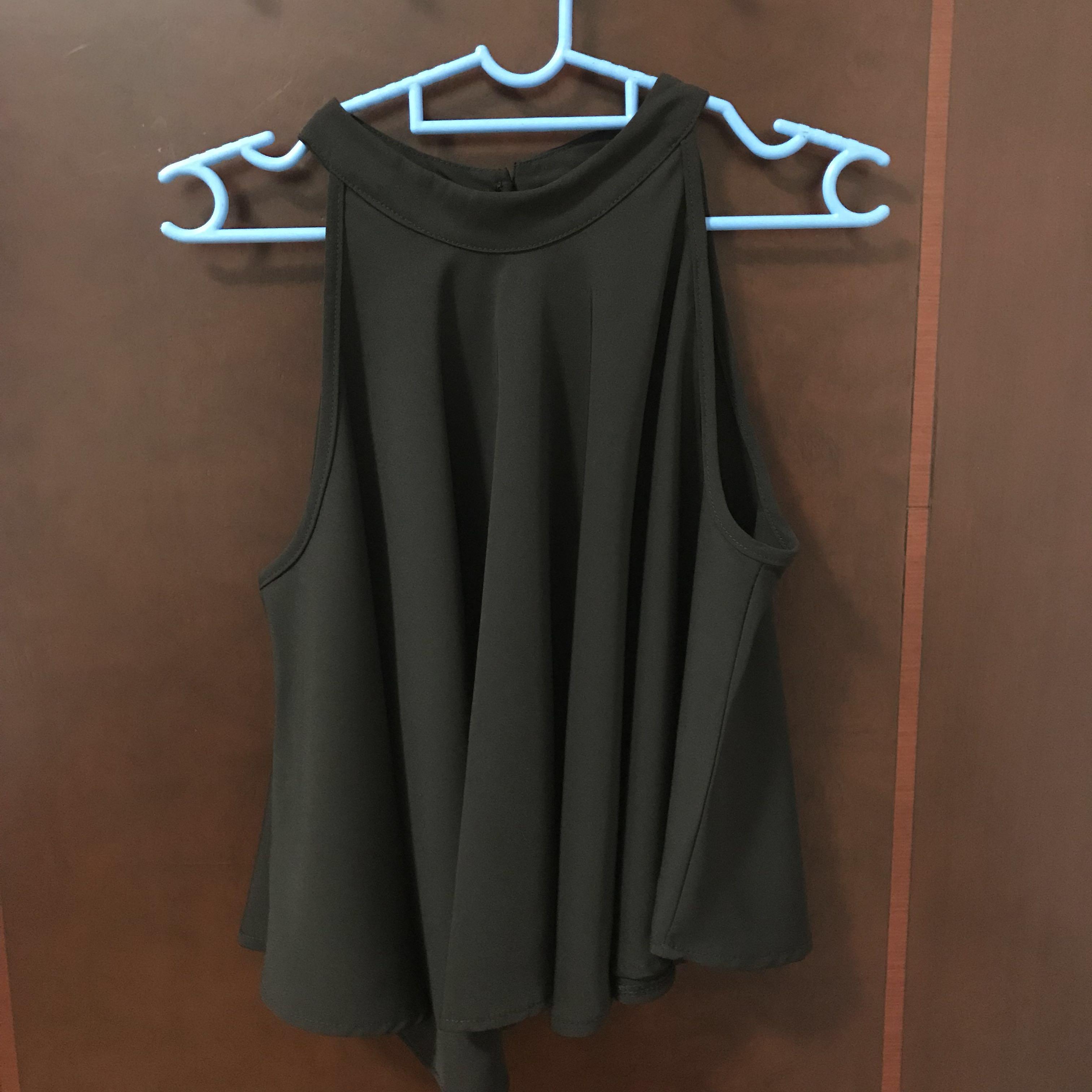 black long sleeve halter top