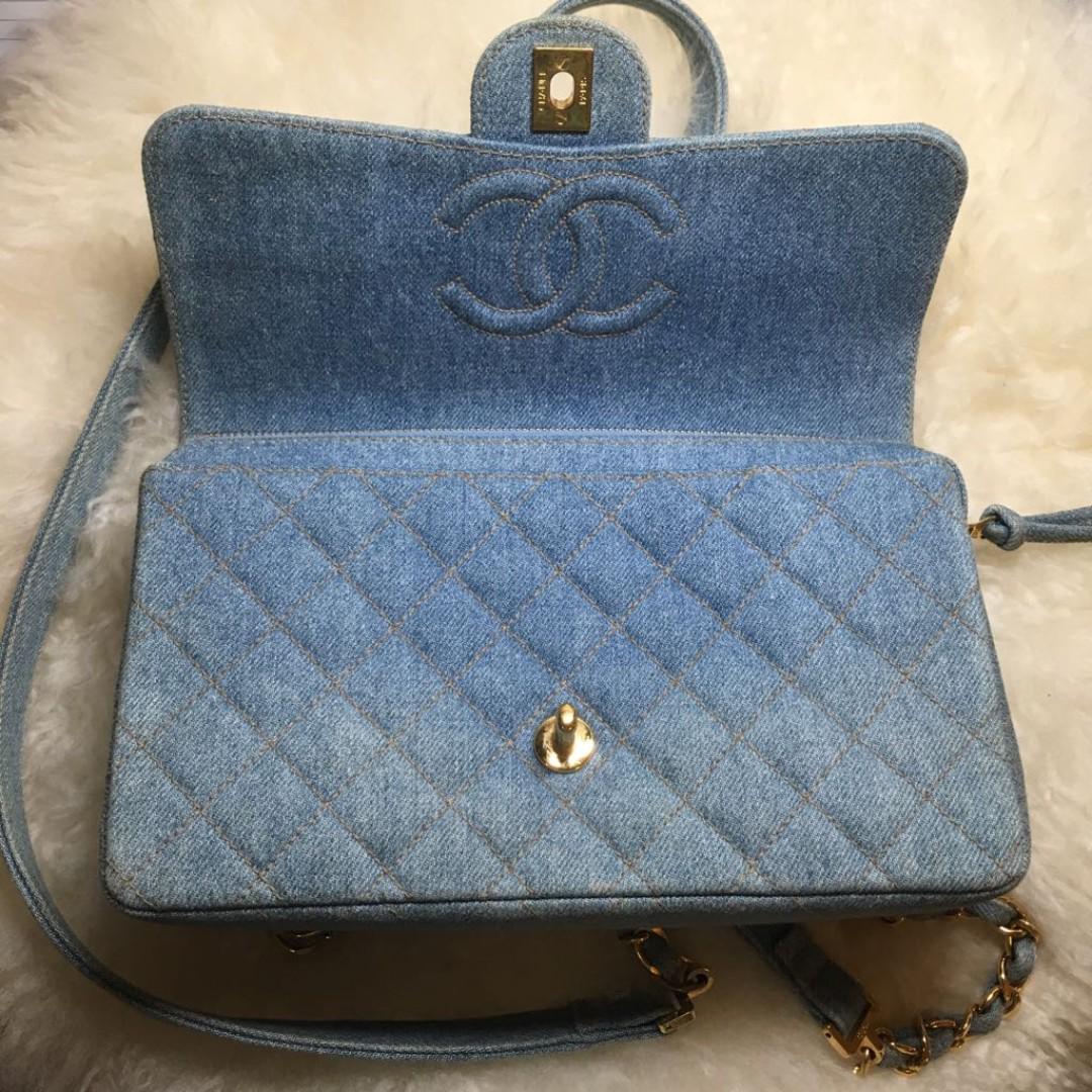 Vintage chanel denim sale bag