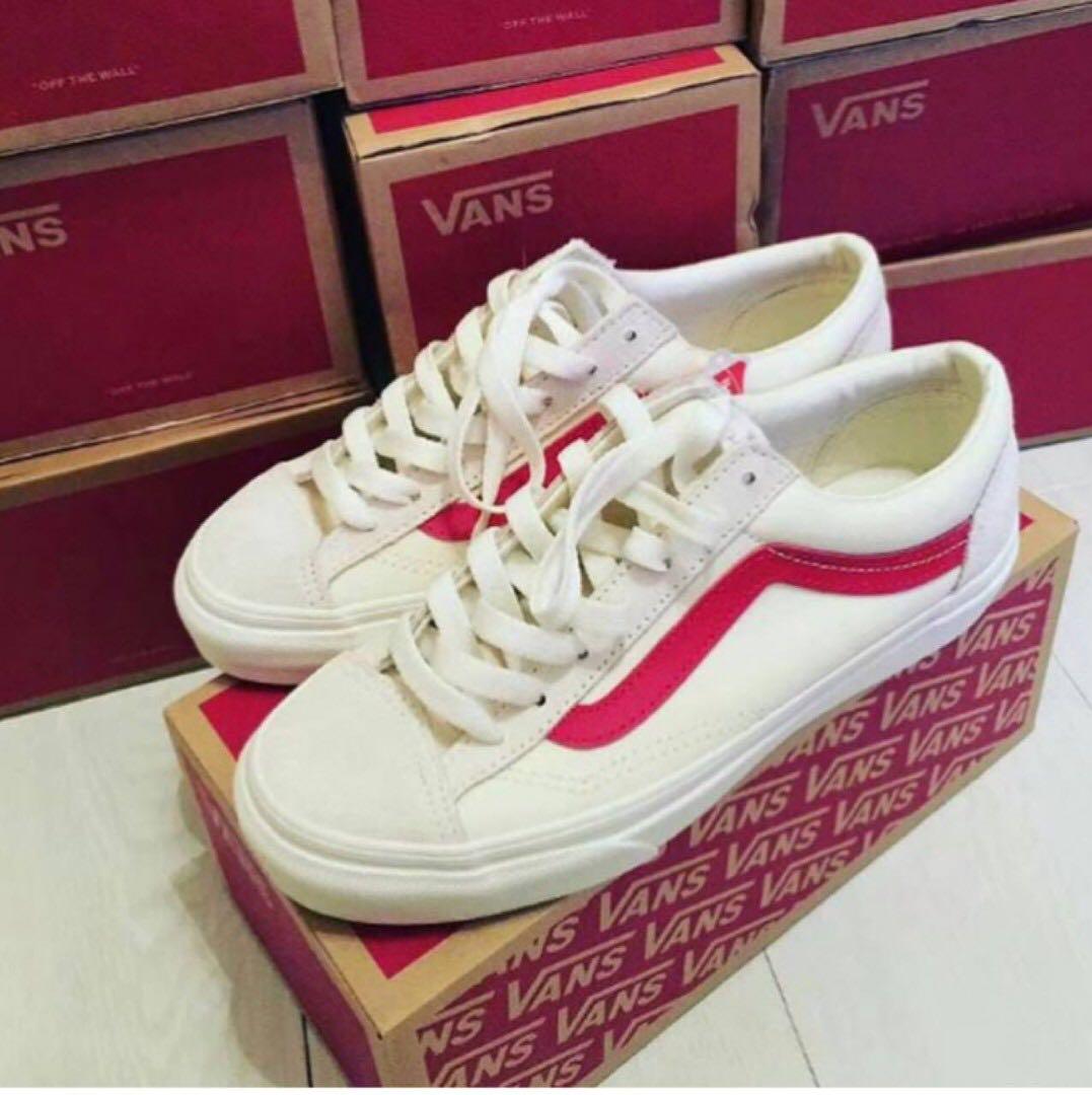 white vans with red stripe